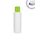 Weiße "Green-HDPE"-Flasche, 100ml, mit grünem Schraubverschluss und Spritzeinsatz