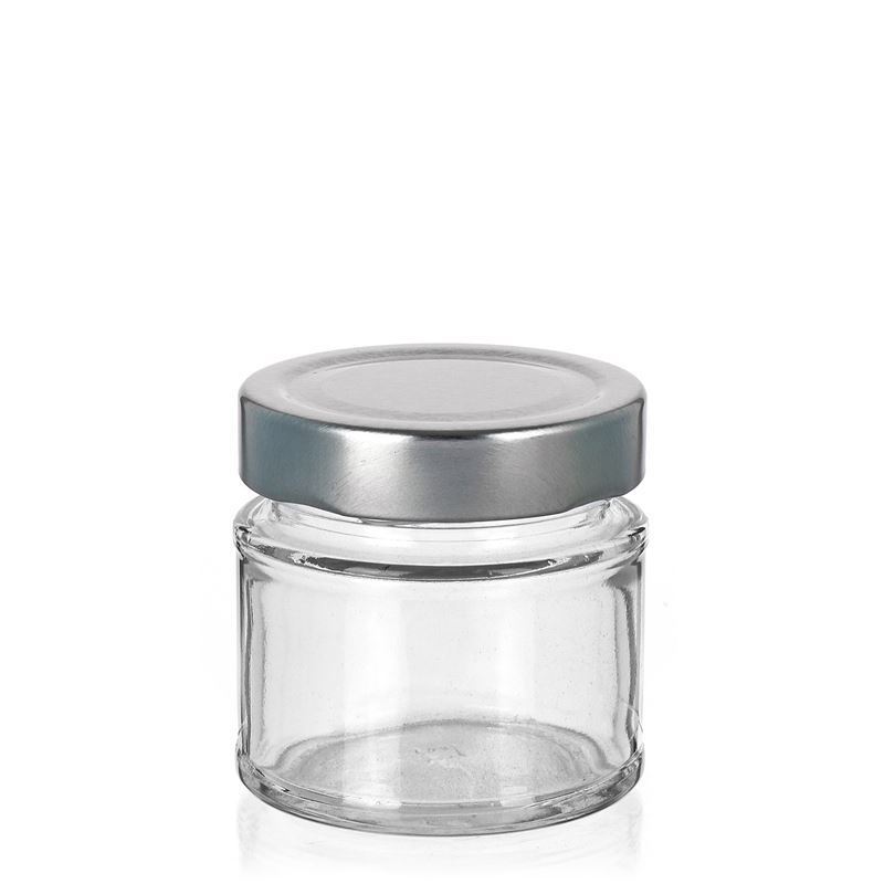 Rundes designerglas „enjoy“ 156 ml | Einmachglas, Gewürzgläser, Glas, Marmelade, Pesto | klar | Glas | Flaschenland | Twist-Off-Verschluss |