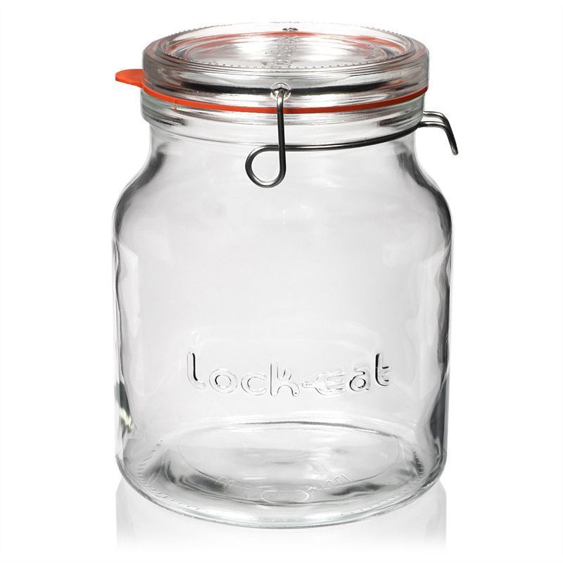 Drahtbügelglas „lock-eat“ 2 L | Einmachglas, Glas | klar | Glas | Flaschenland | Drahtbügelverschluss | Kältebeständig, extra abgedichteter