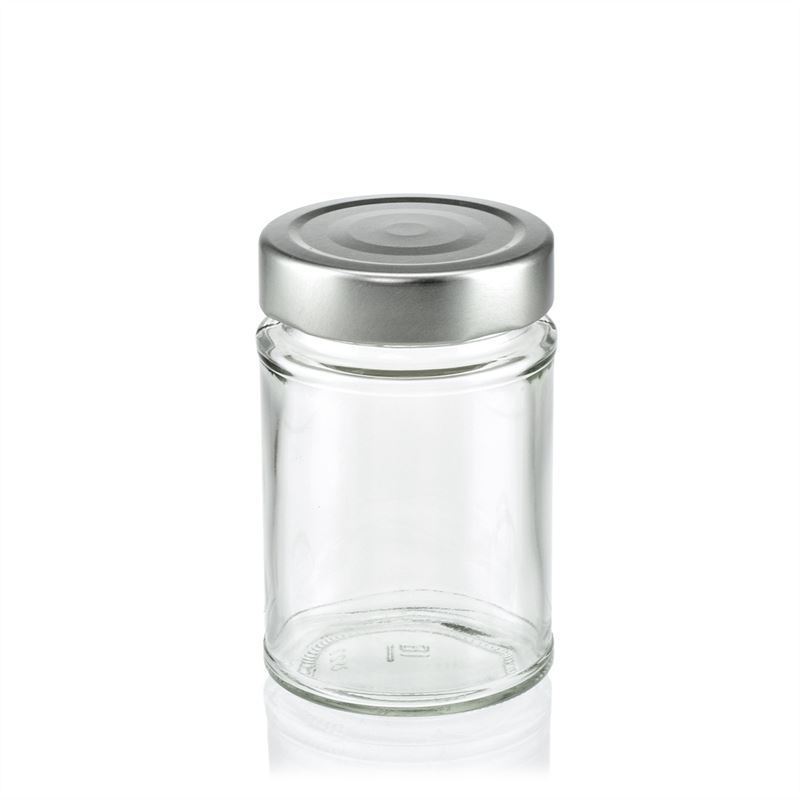Rundes designerglas „summertime“ 204 ml | Einmachglas, Glas, Honig, Marmelade, Pesto | klar | Glas | Flaschenland | Twist-Off-Verschluss |